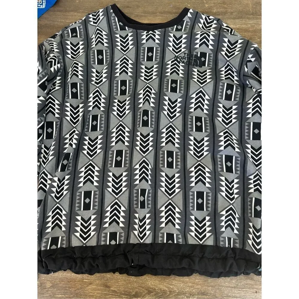 The North Face 92 Rage Fleece Crewneck Sweatshirt Black Aztec Print Men's Size L